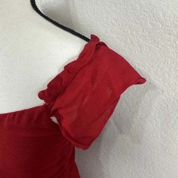 Reformations Dress Red Women 10 Butterfly Cherry Milkmaid Babydoll Maxi Romantic - Picture 6 of 13